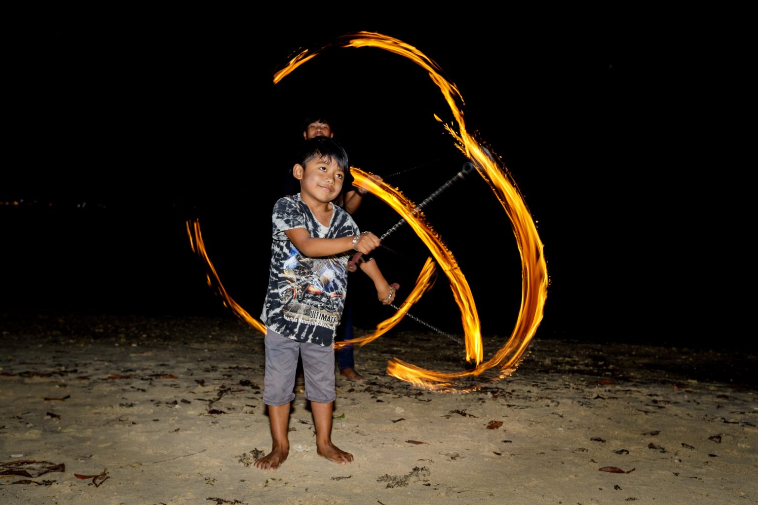 fire juggling child