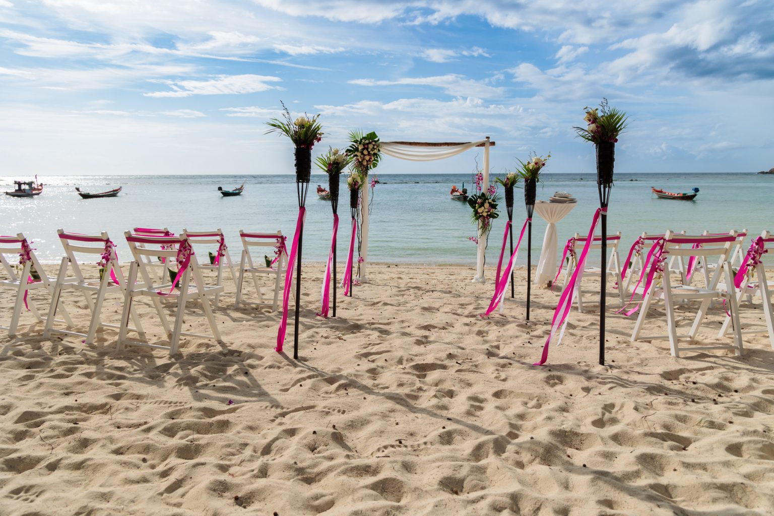 wedding set up Salad Hut beach