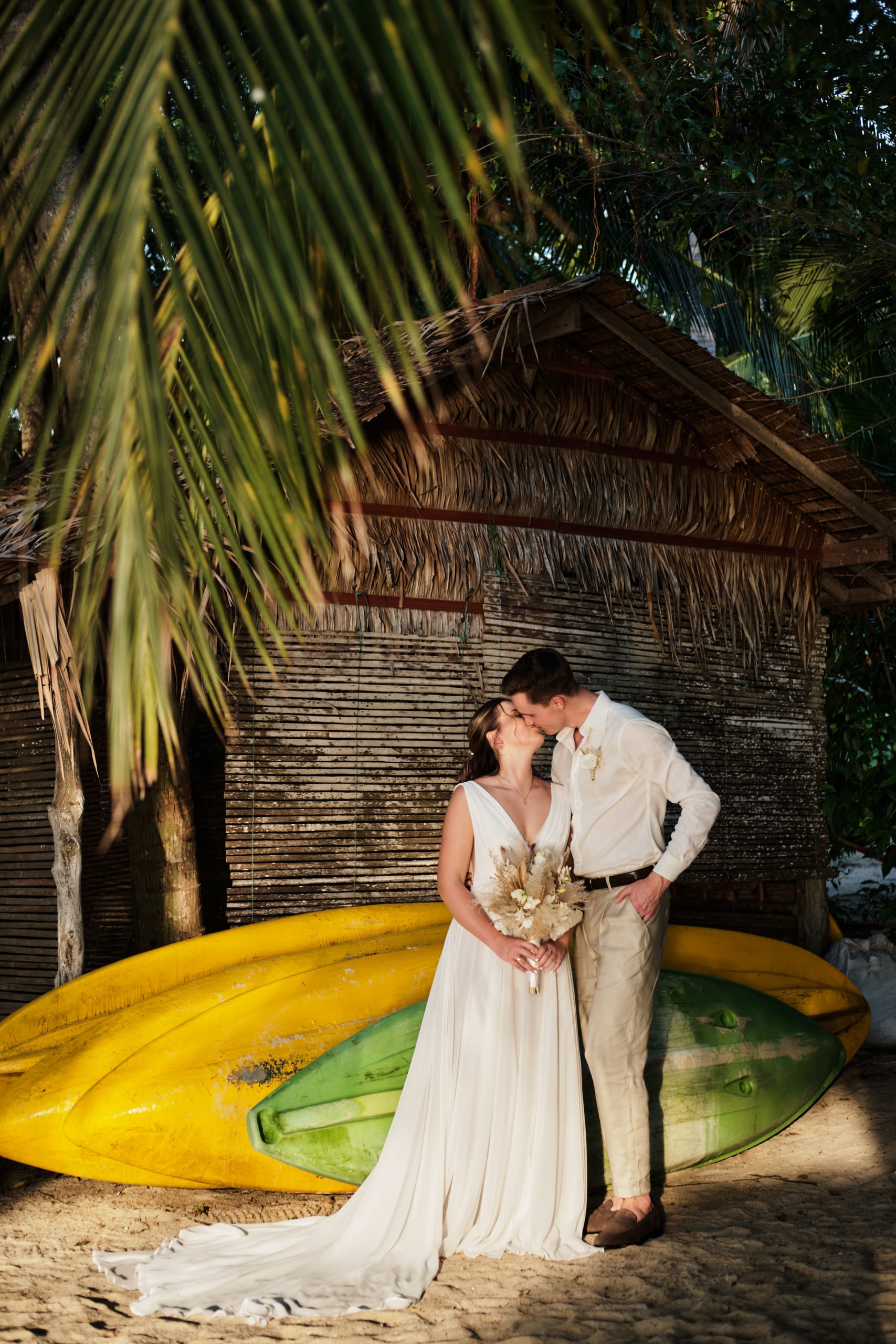 beach wedding couple
