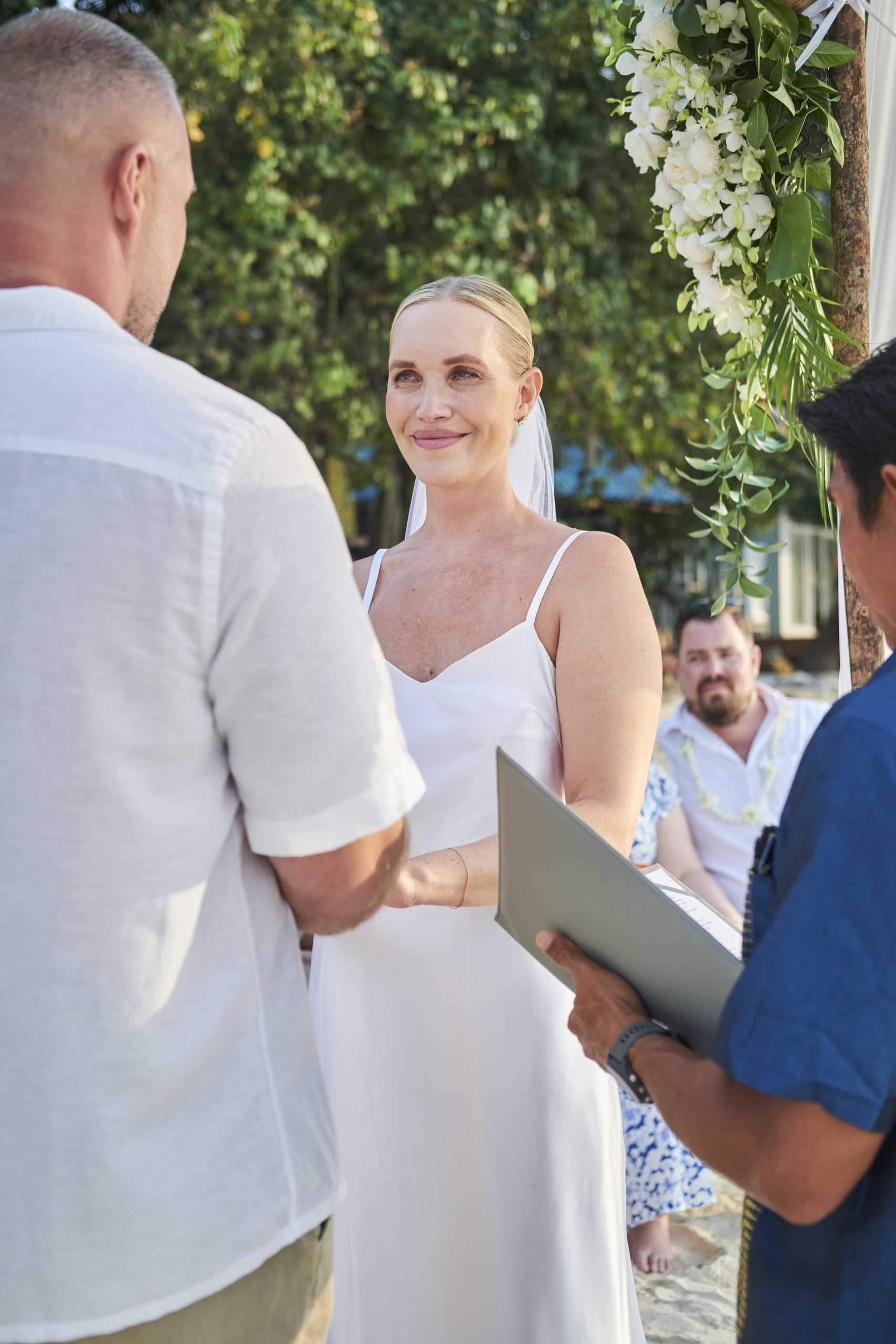 beach wedding bride
