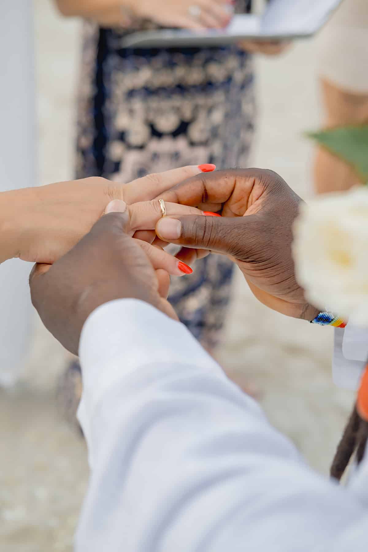 beach wedding ceremony rings