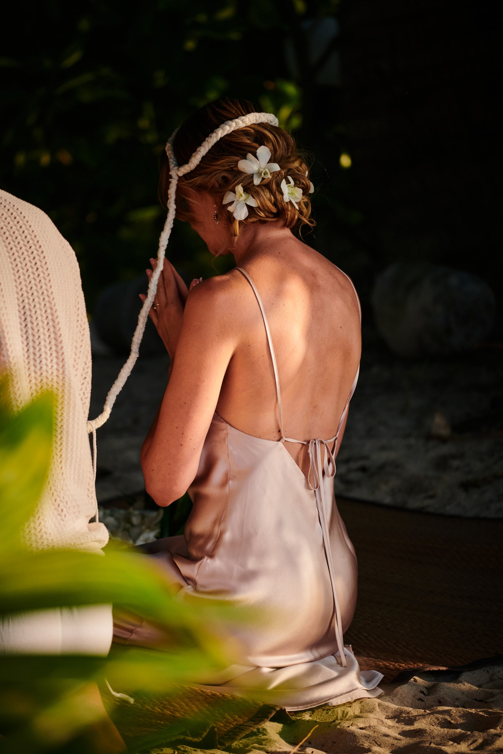 beach wedding monk blessing bride