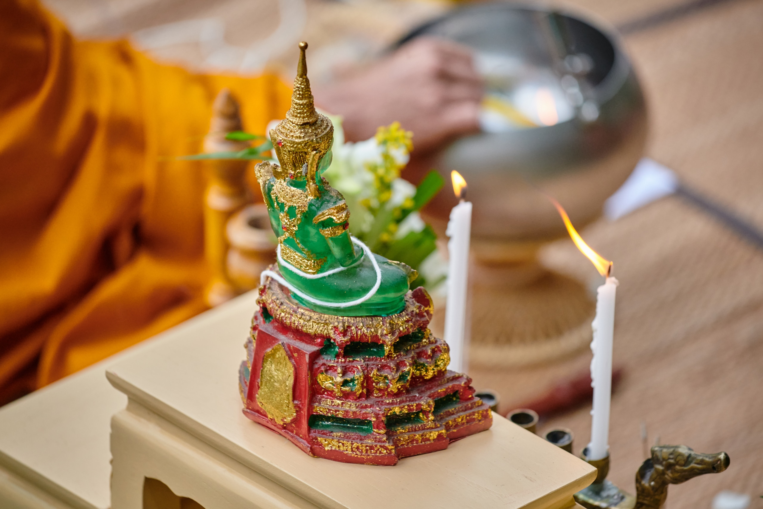 waterfall wedding monk blessing