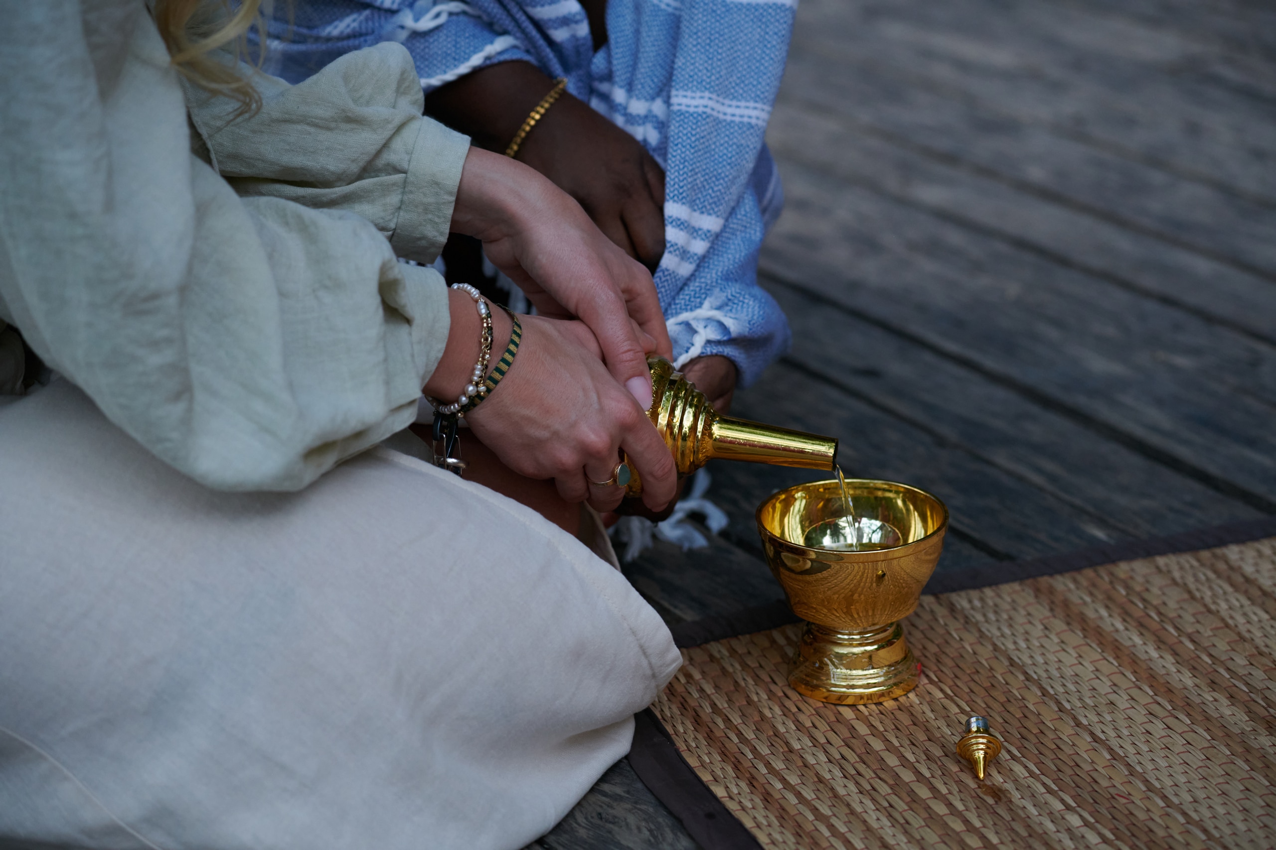 waterfall wedding monk blessing