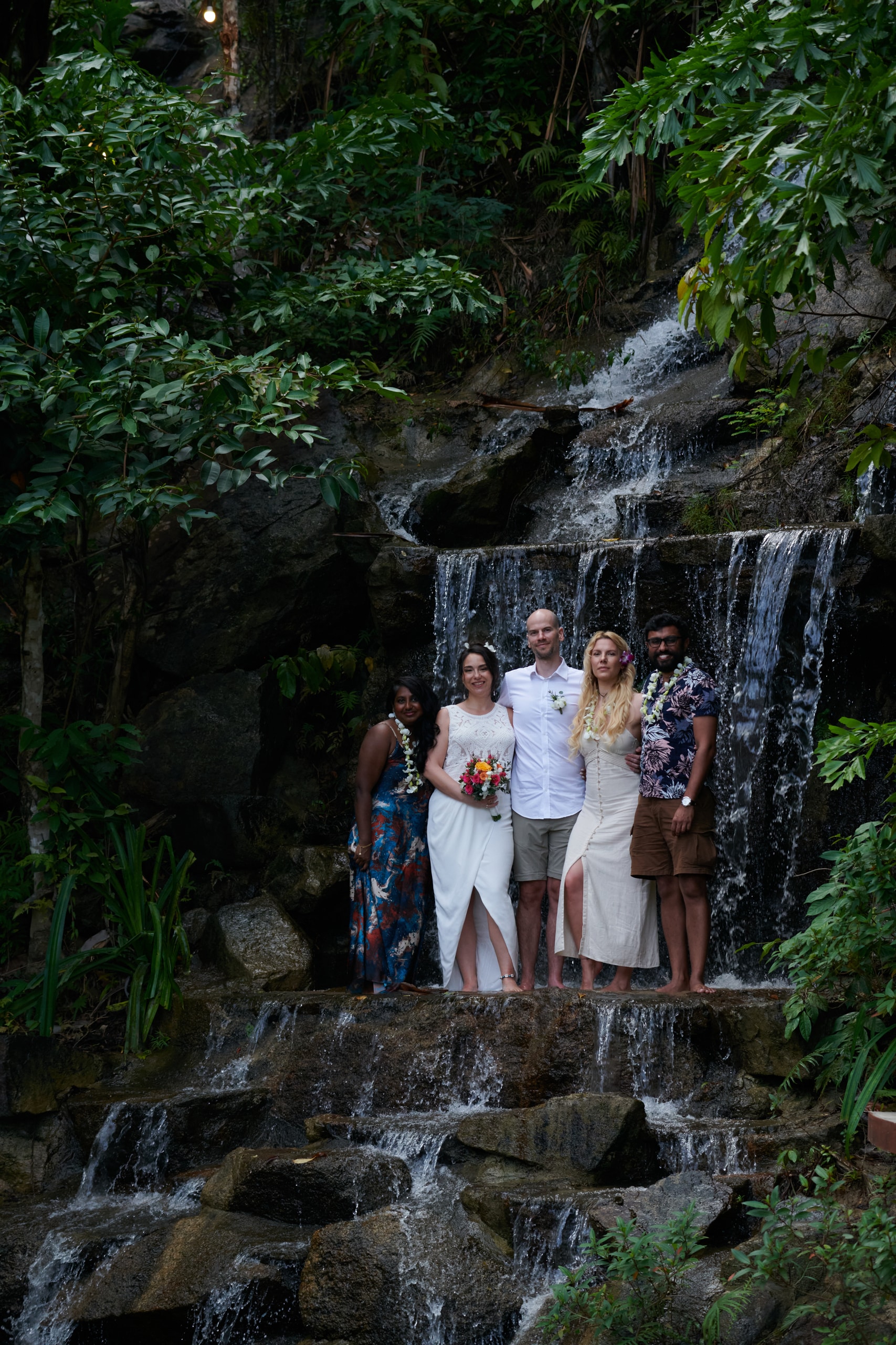 waterfall wedding group picture