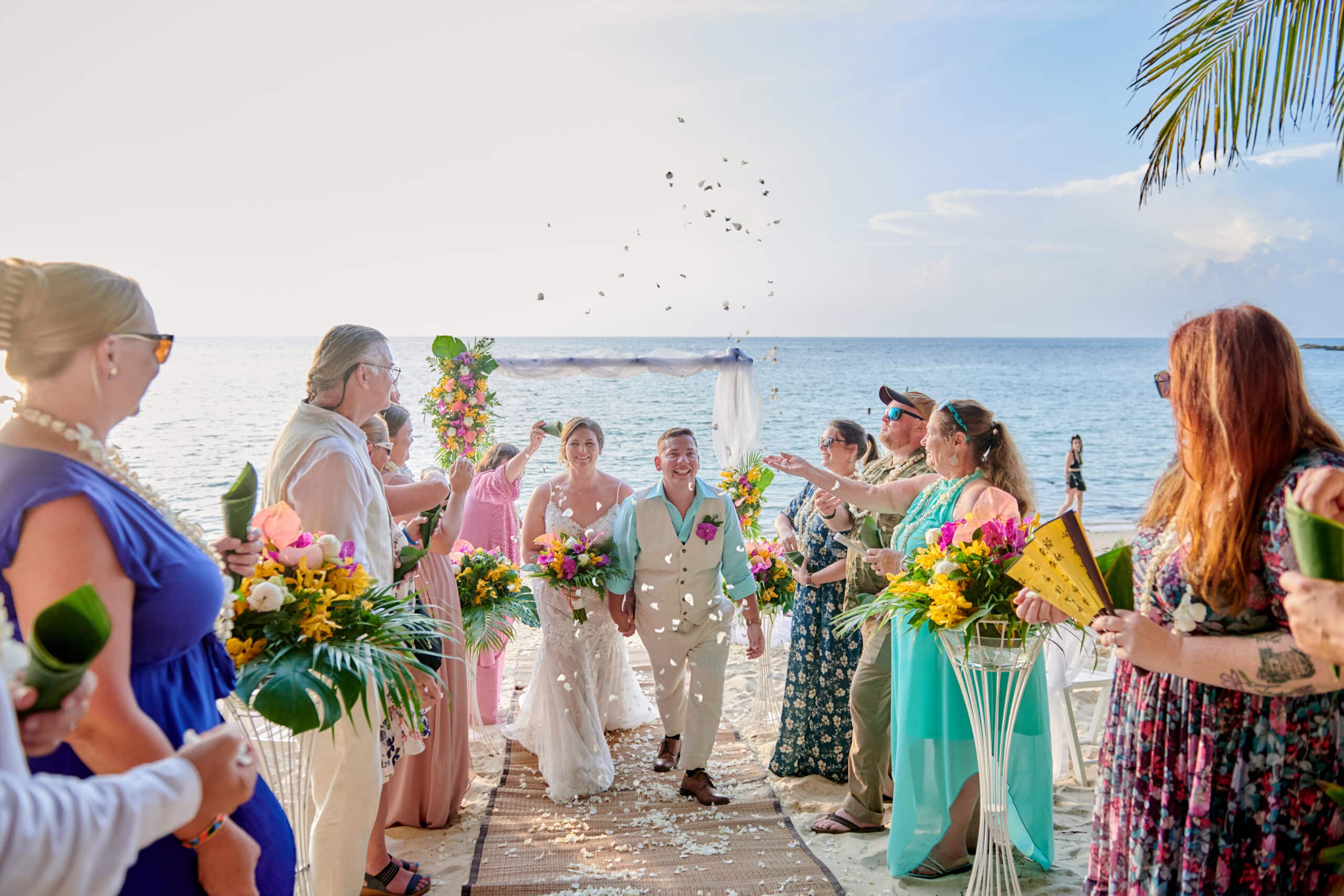 beach wedding ceremony guests