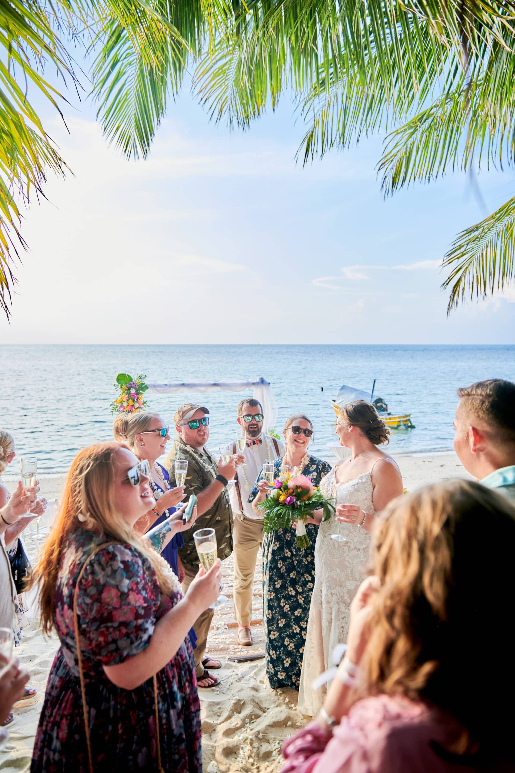 beach wedding ceremony guests