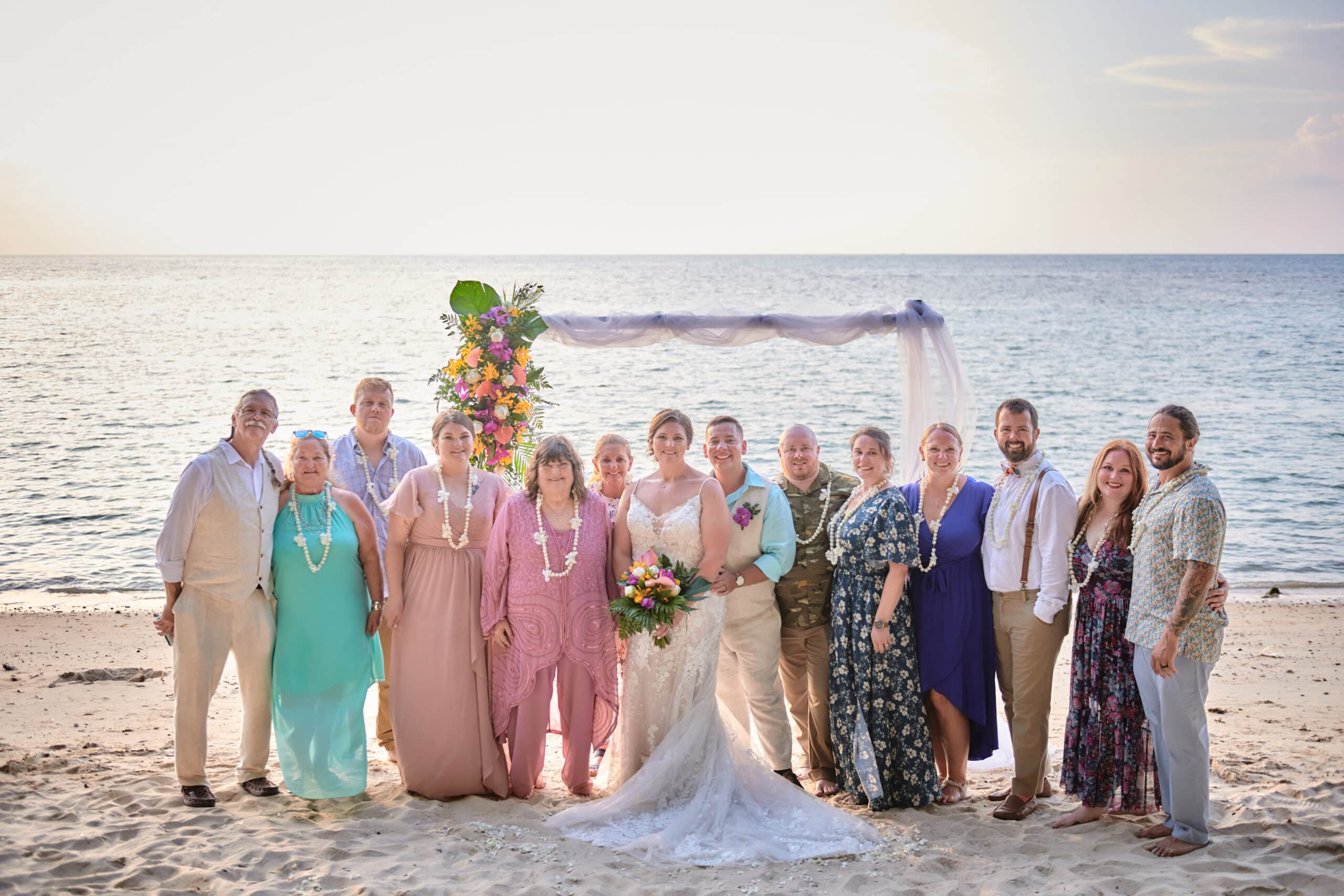 beach wedding family picture