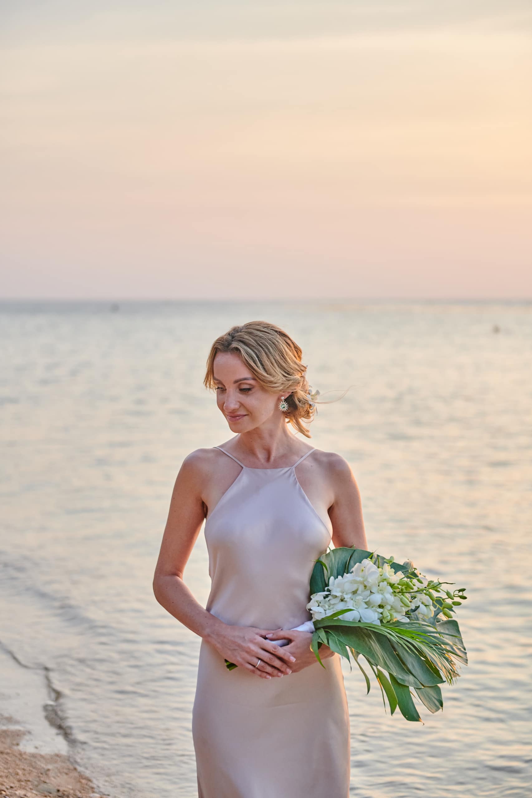 beach wedding bride