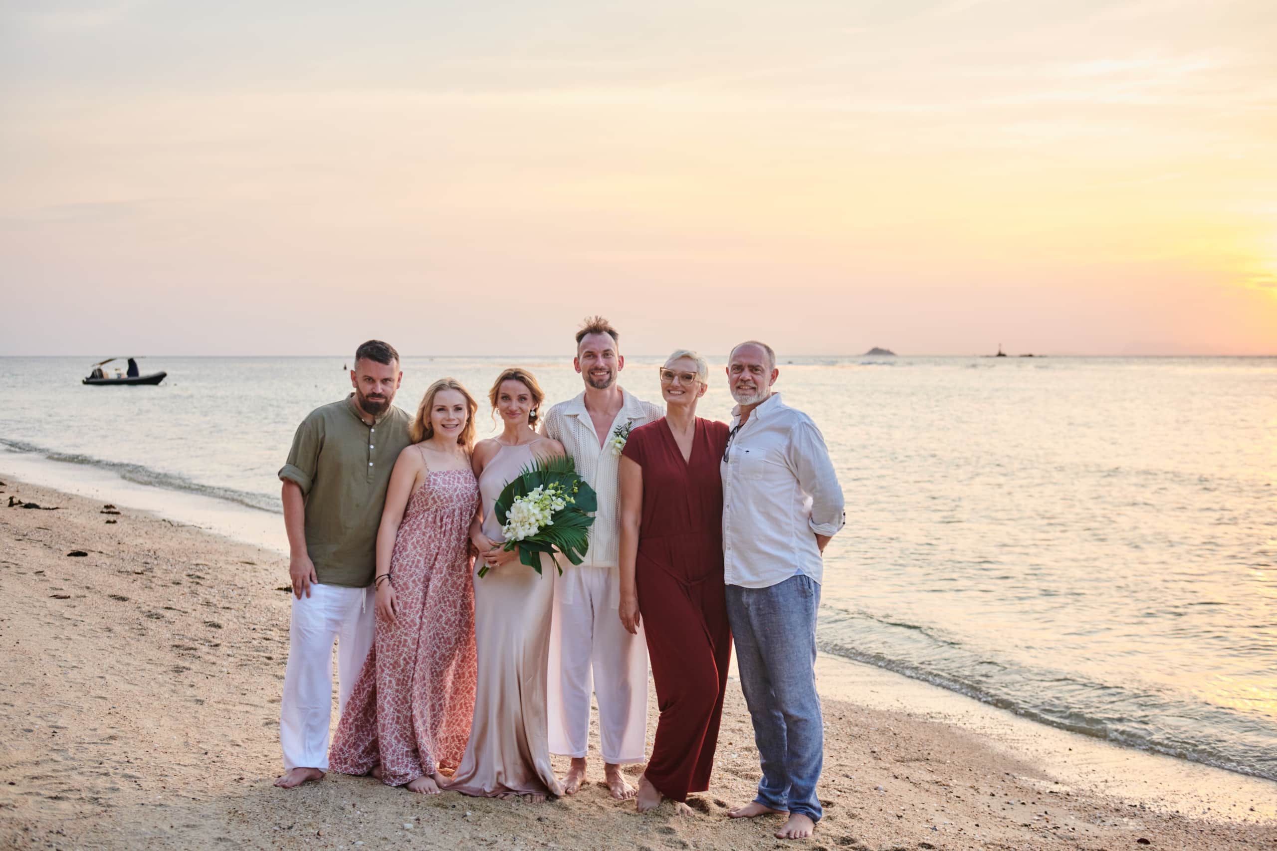 beach wedding family picture
