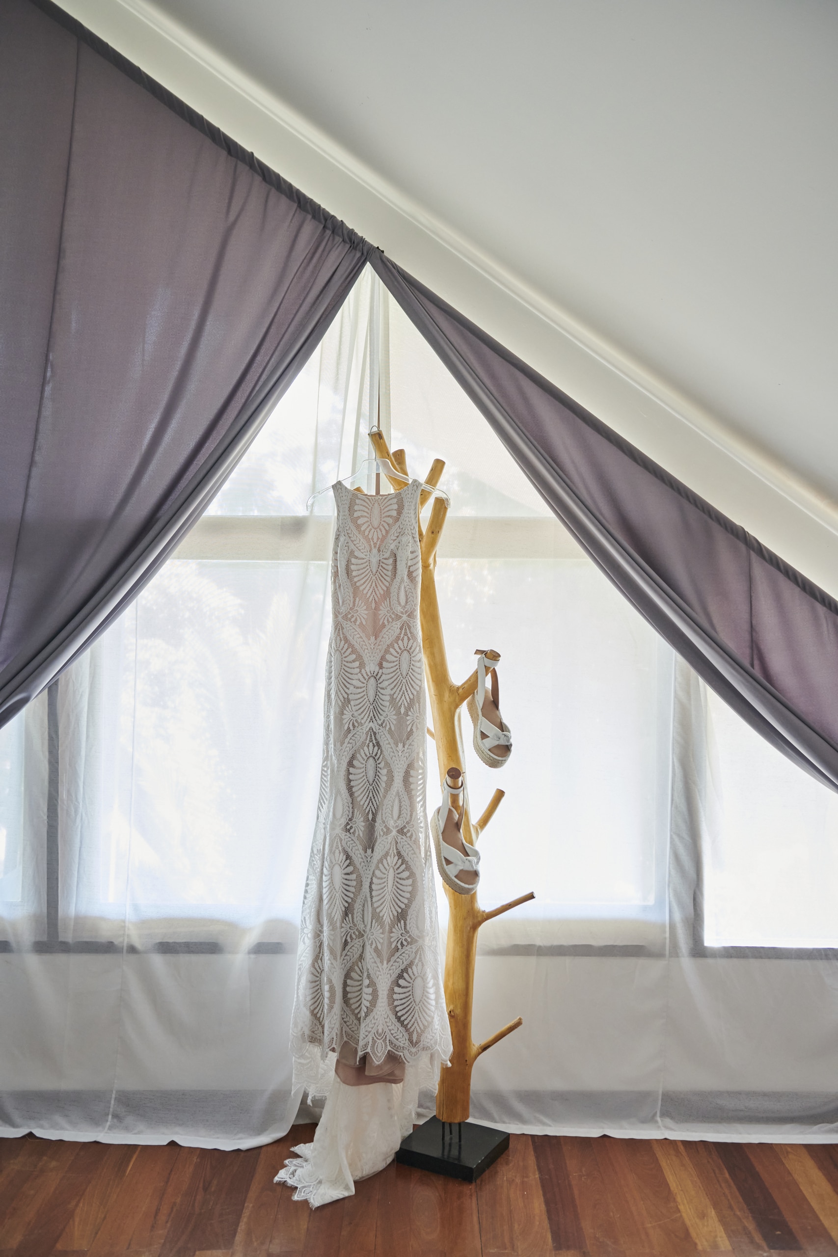 wedding dress getting ready