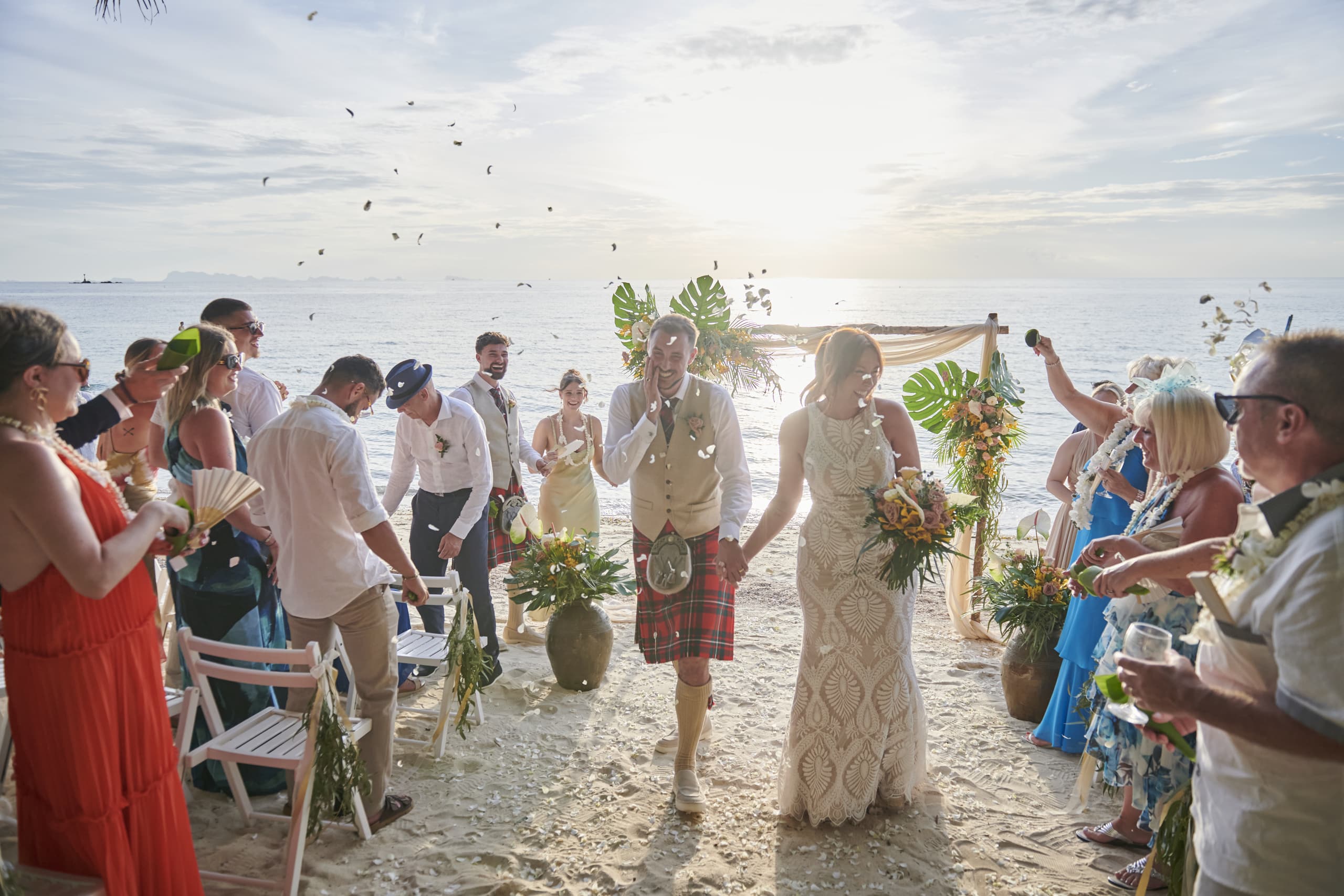 beach wedding couple