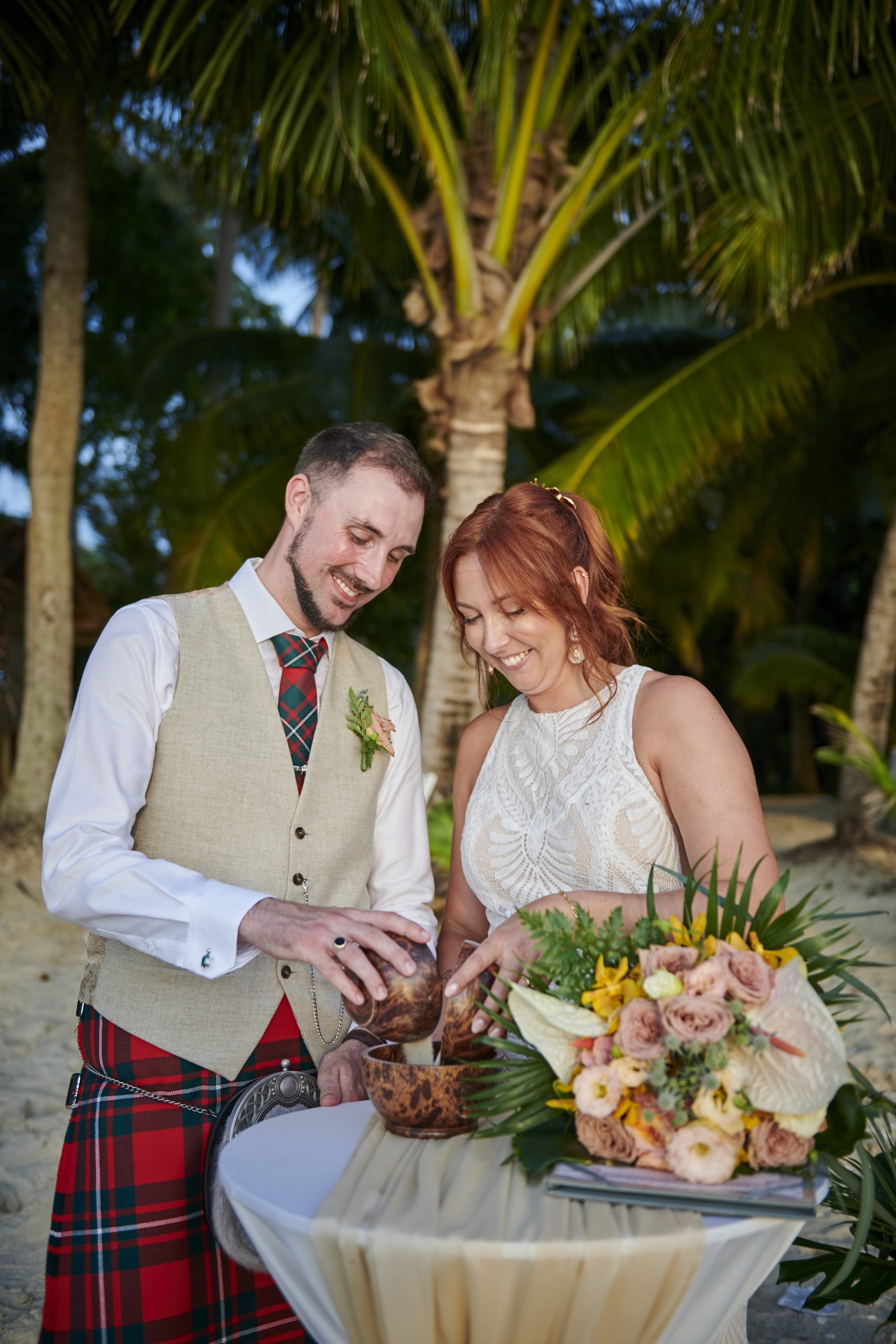 beach wedding couple