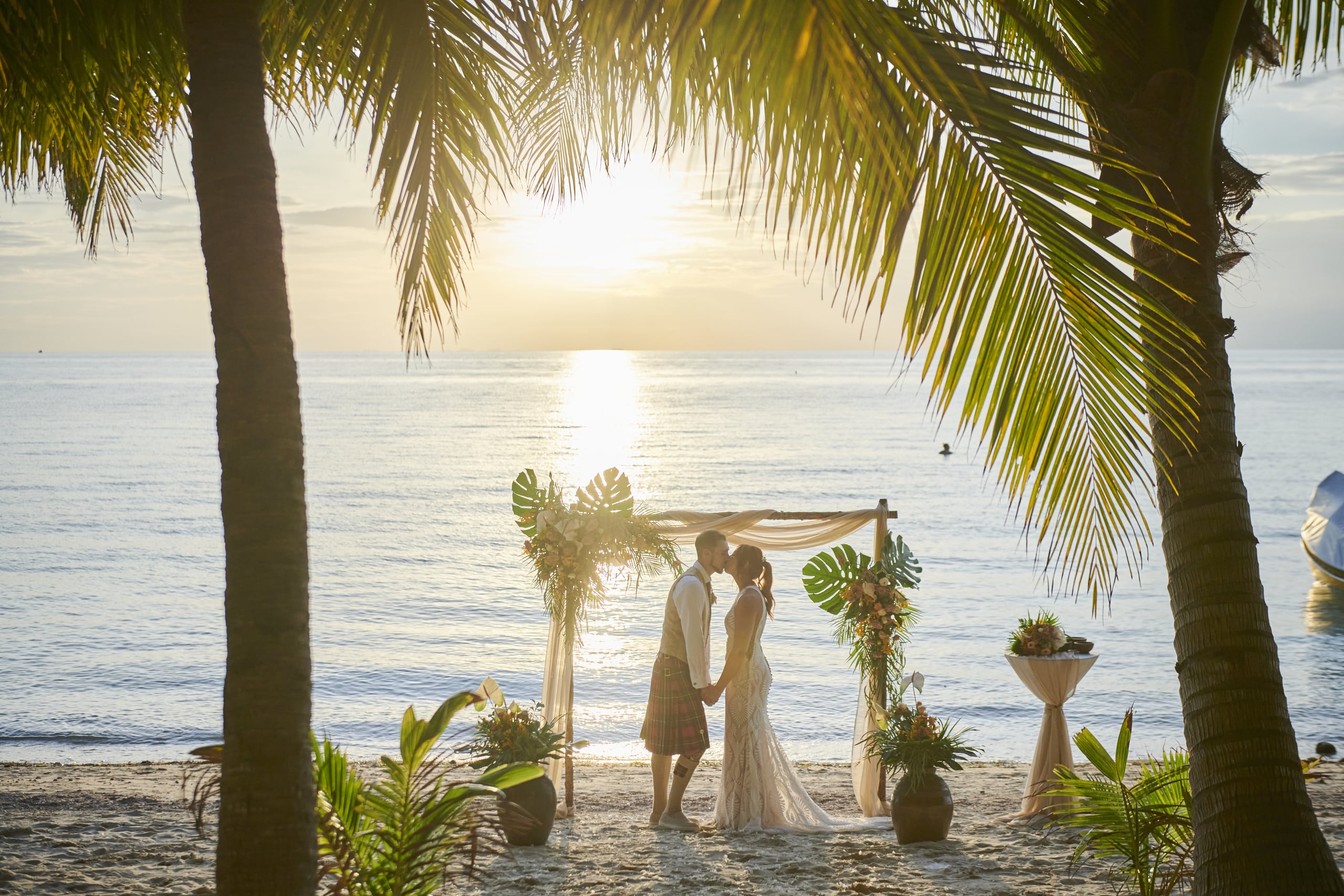 beach wedding couple