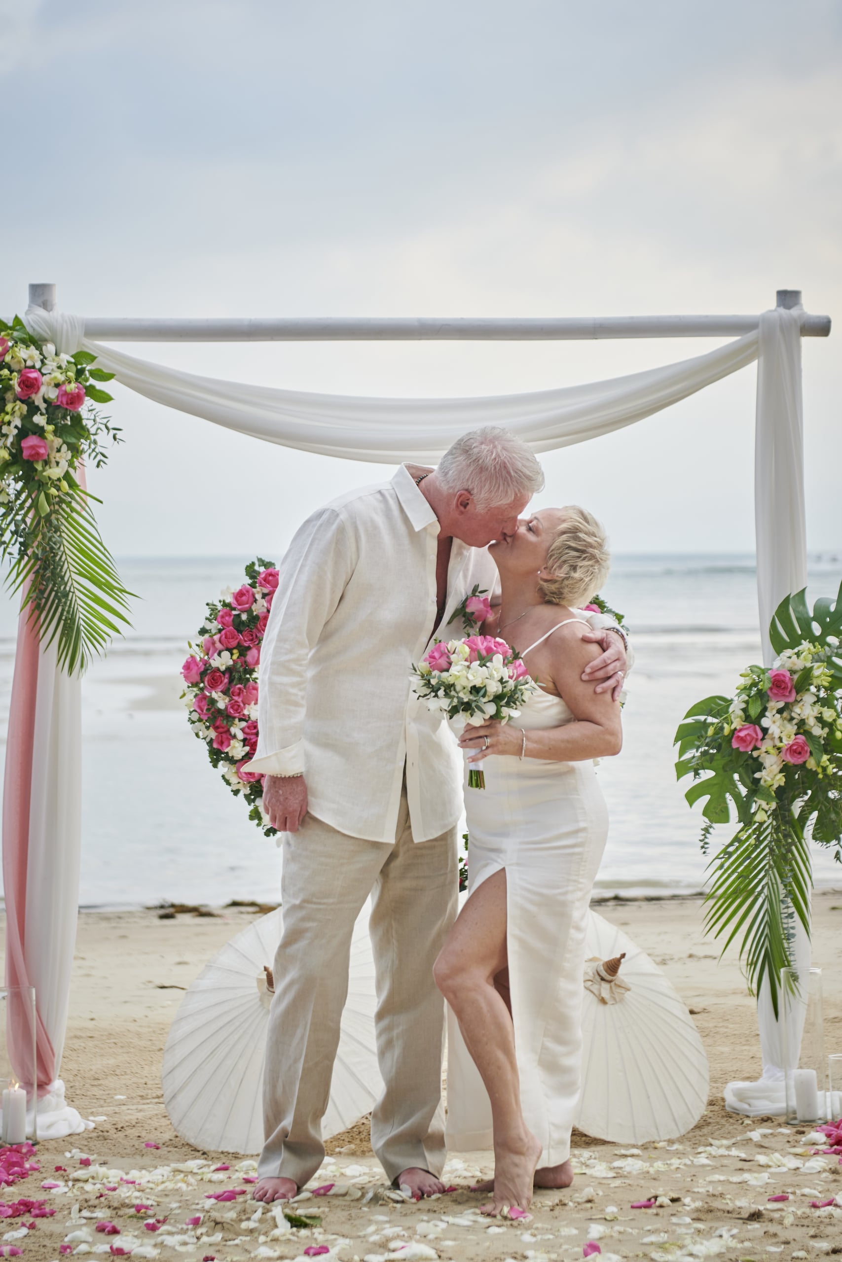 beach wedding ceremony couple