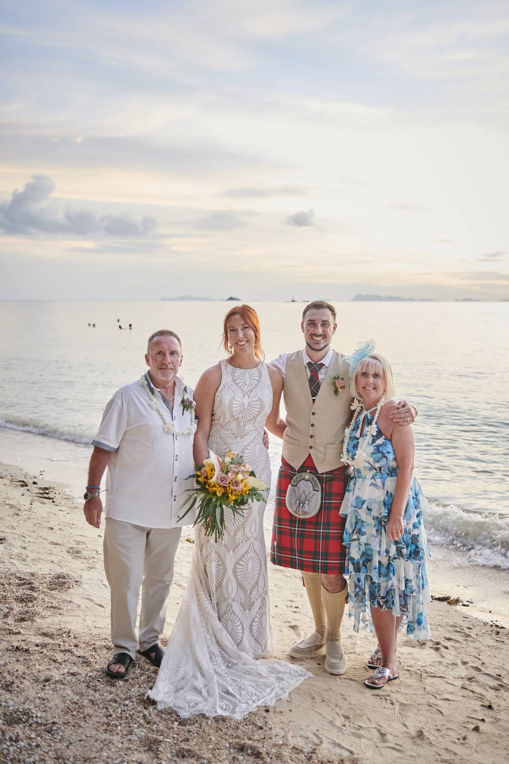beach wedding family