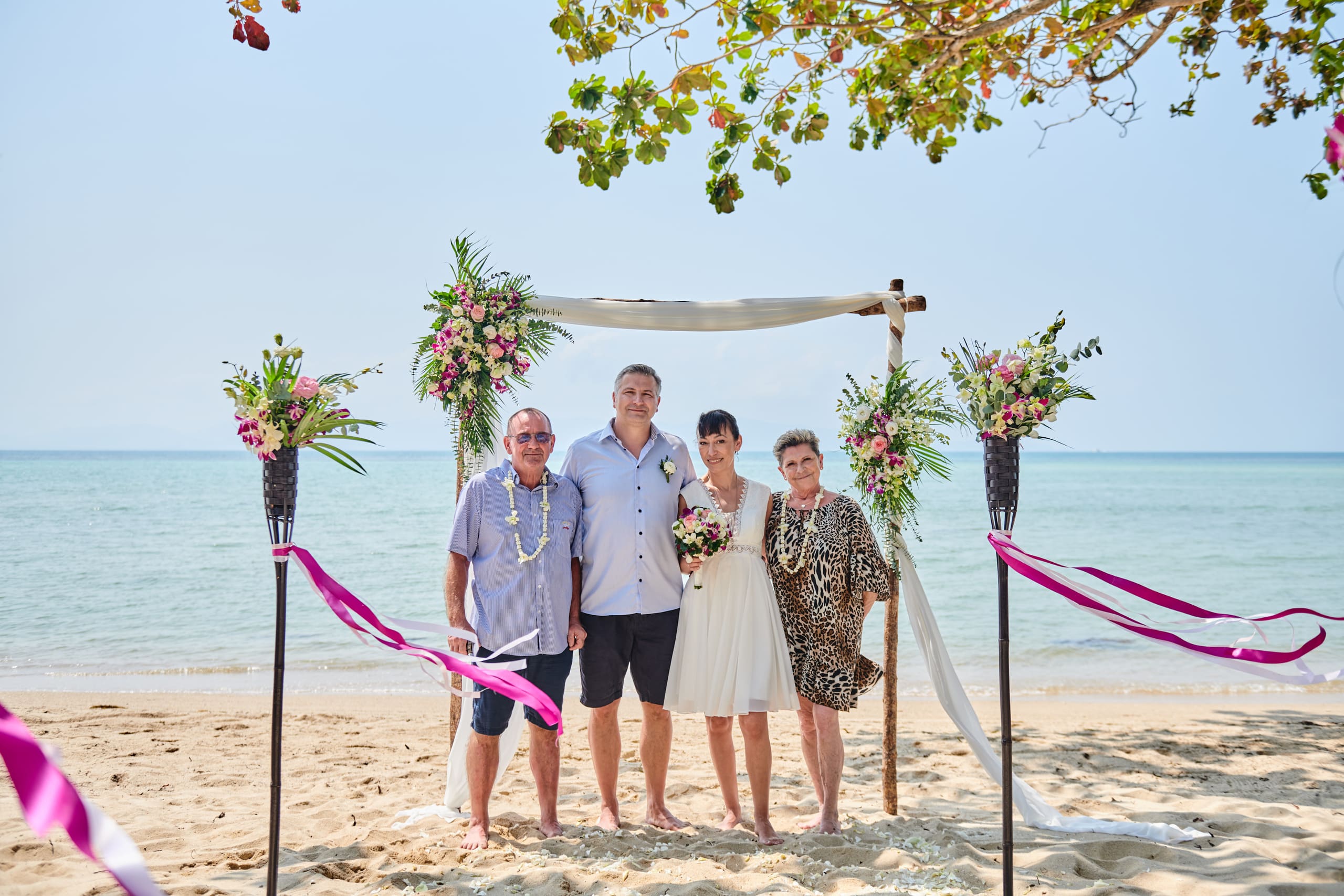 beach wedding family picture