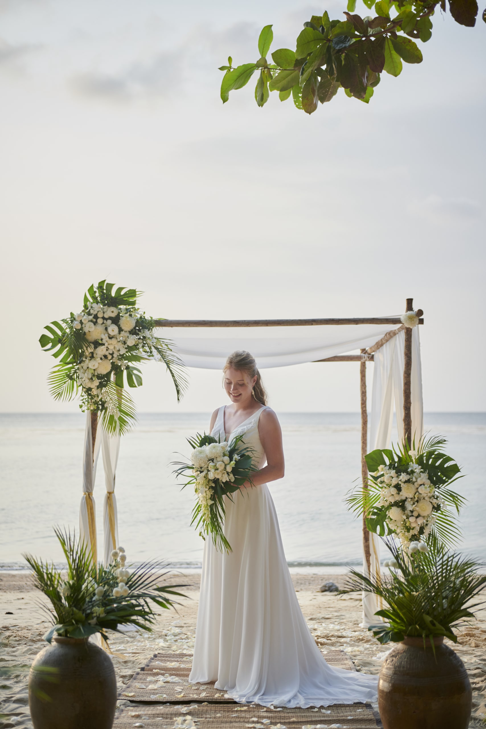 beach wedding bride