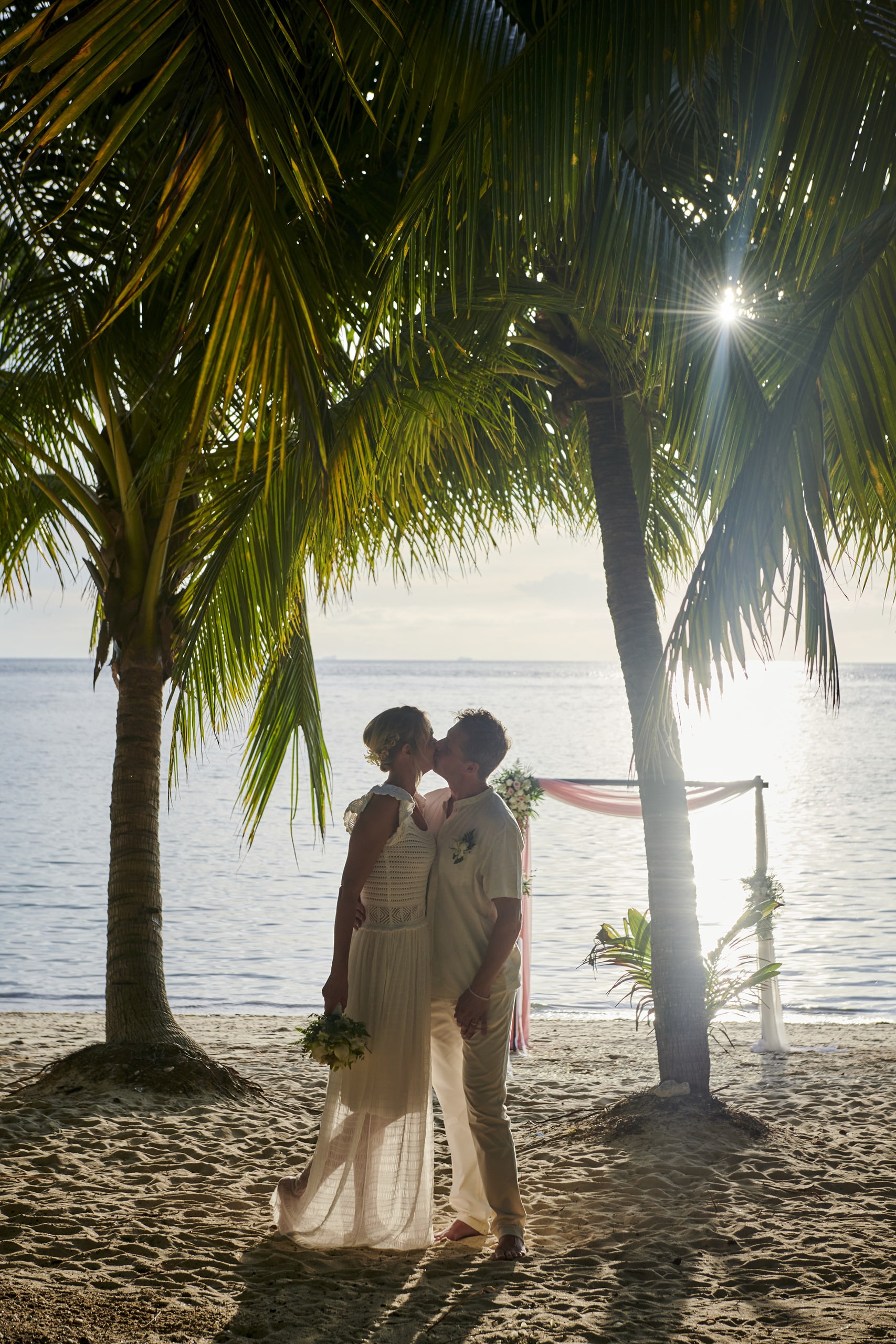 sunset wedding couple