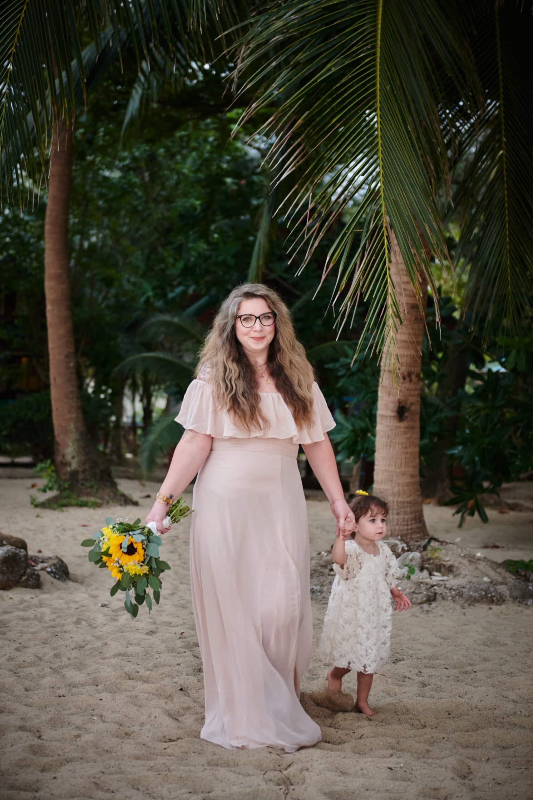 beach wedding bride