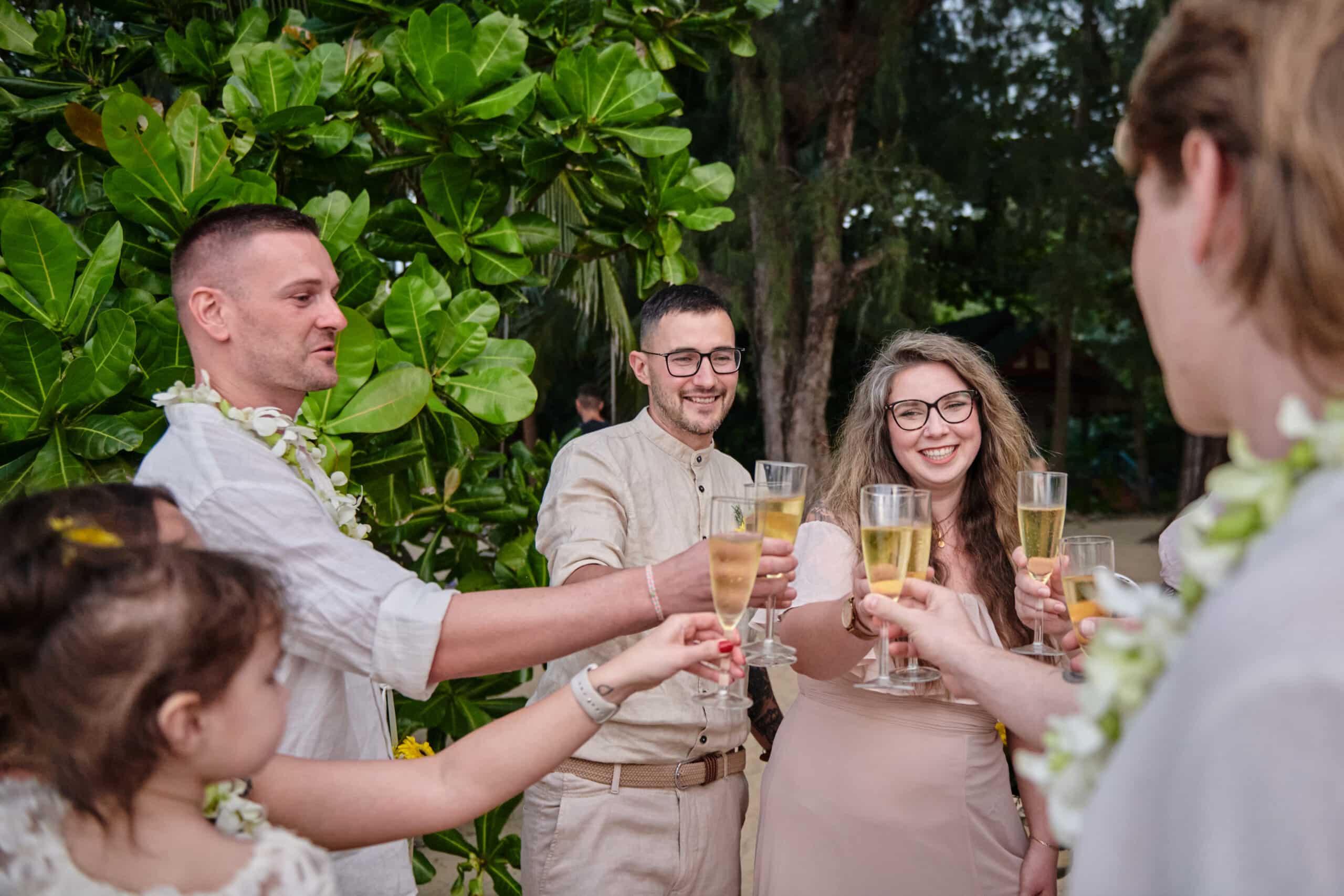 beach wedding celebration guests