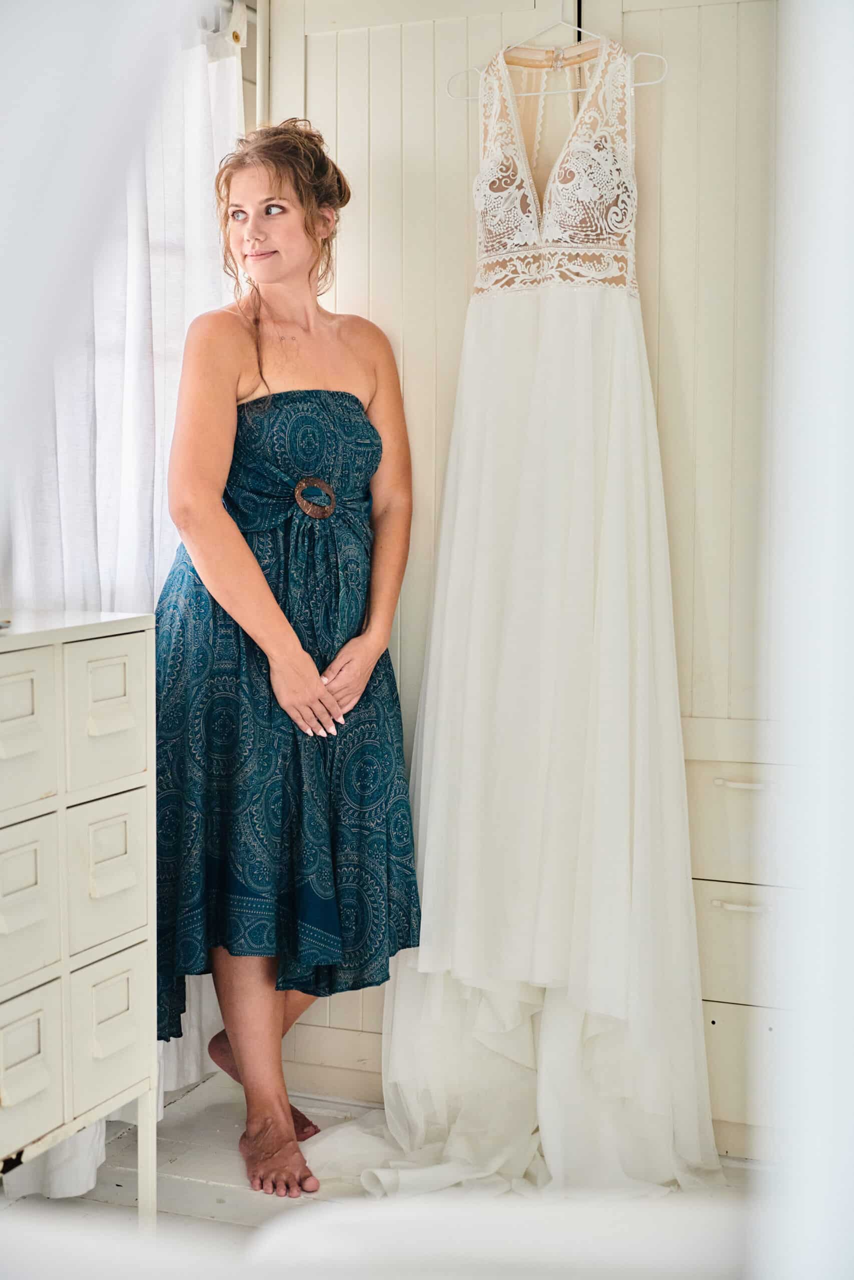 wedding dress bride getting ready