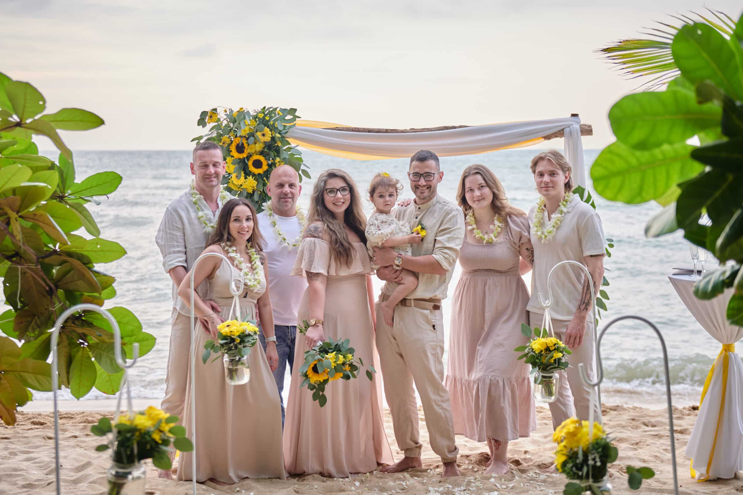 beach wedding family picture