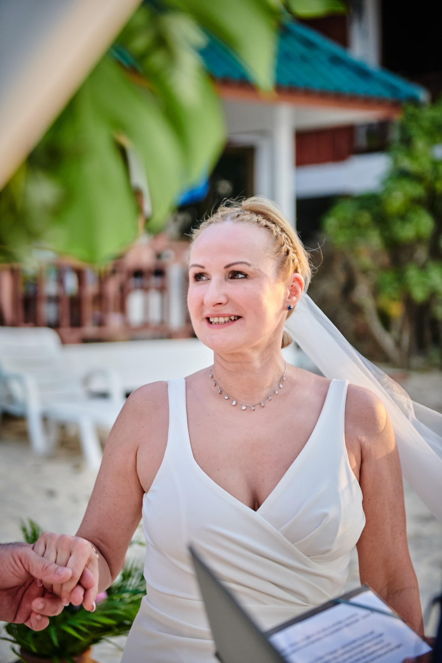 beach wedding bride