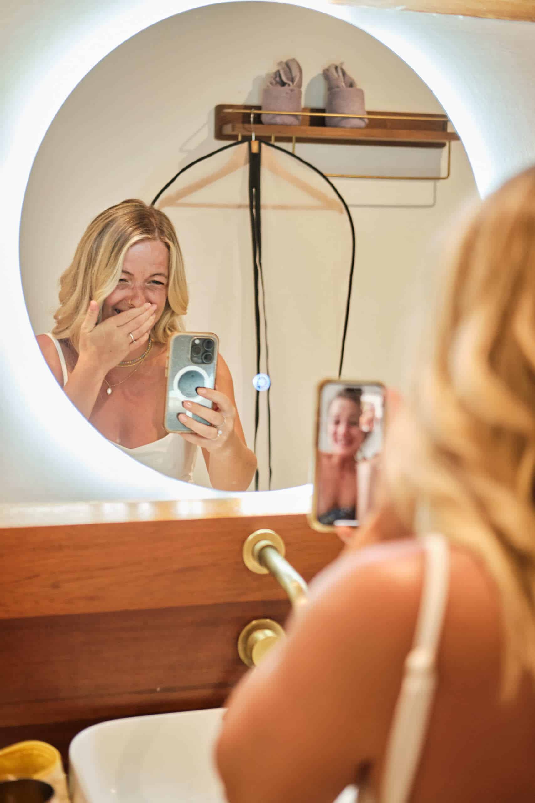 beach wedding bride getting ready
