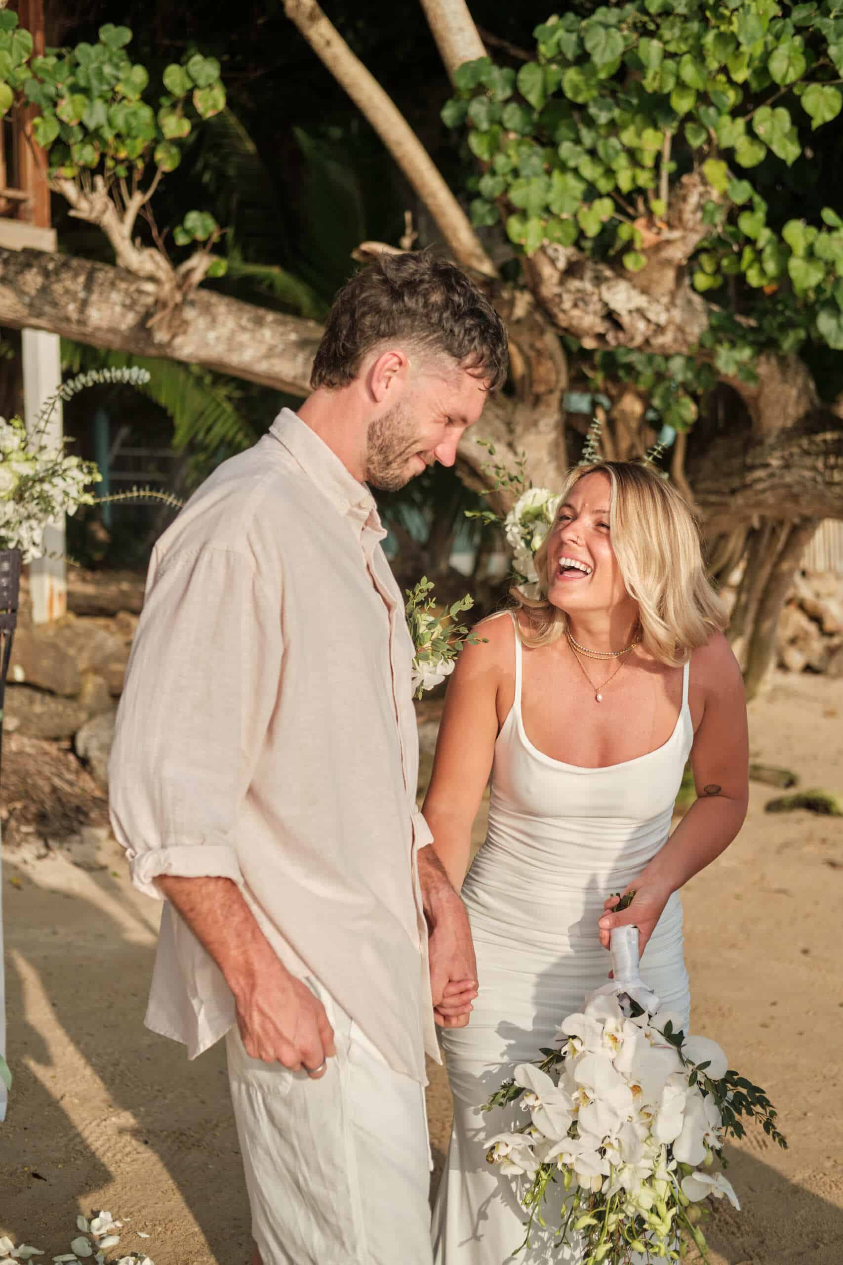 beach wedding ceremony couple