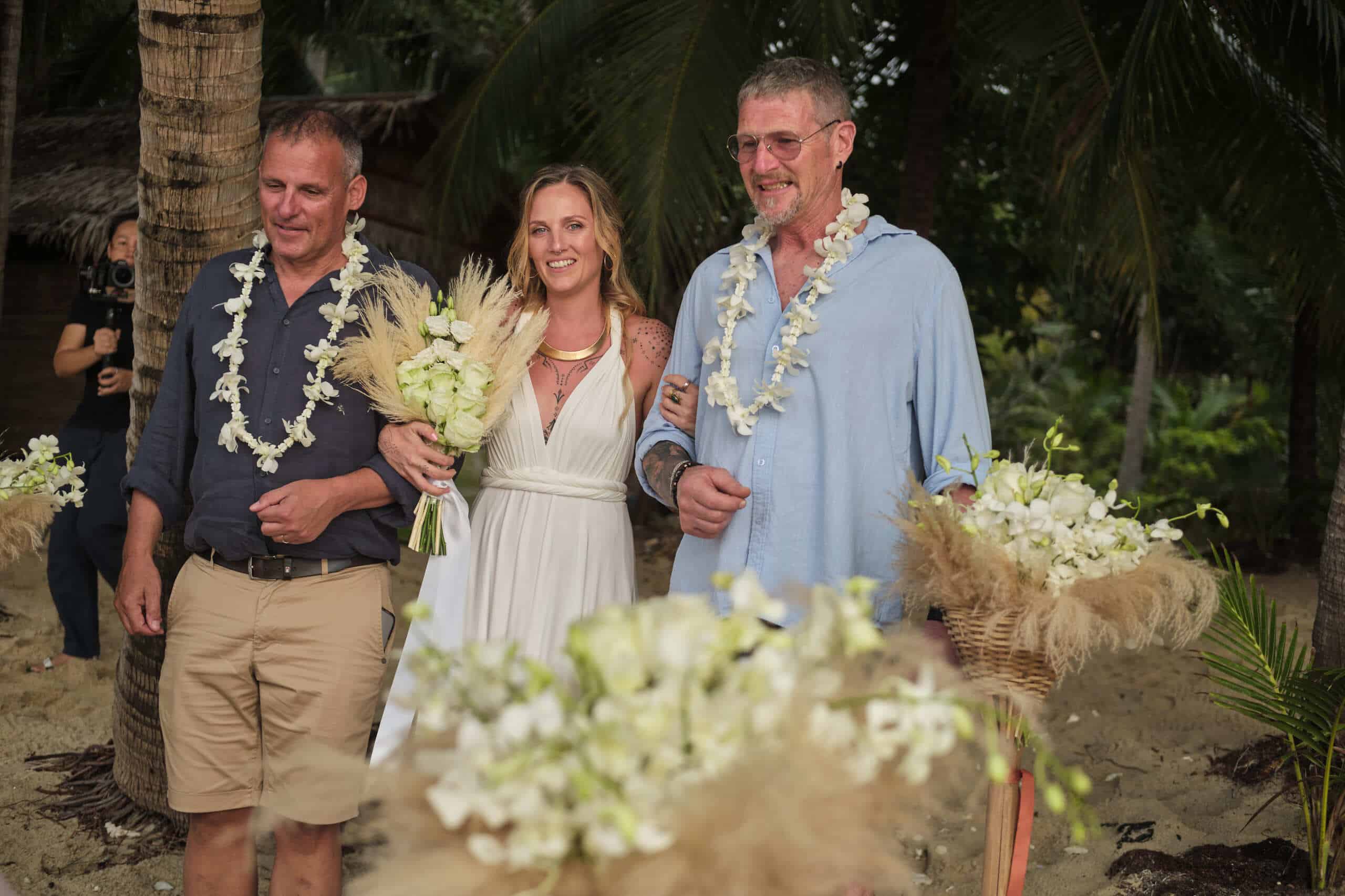 beach wedding ceremony bride entry