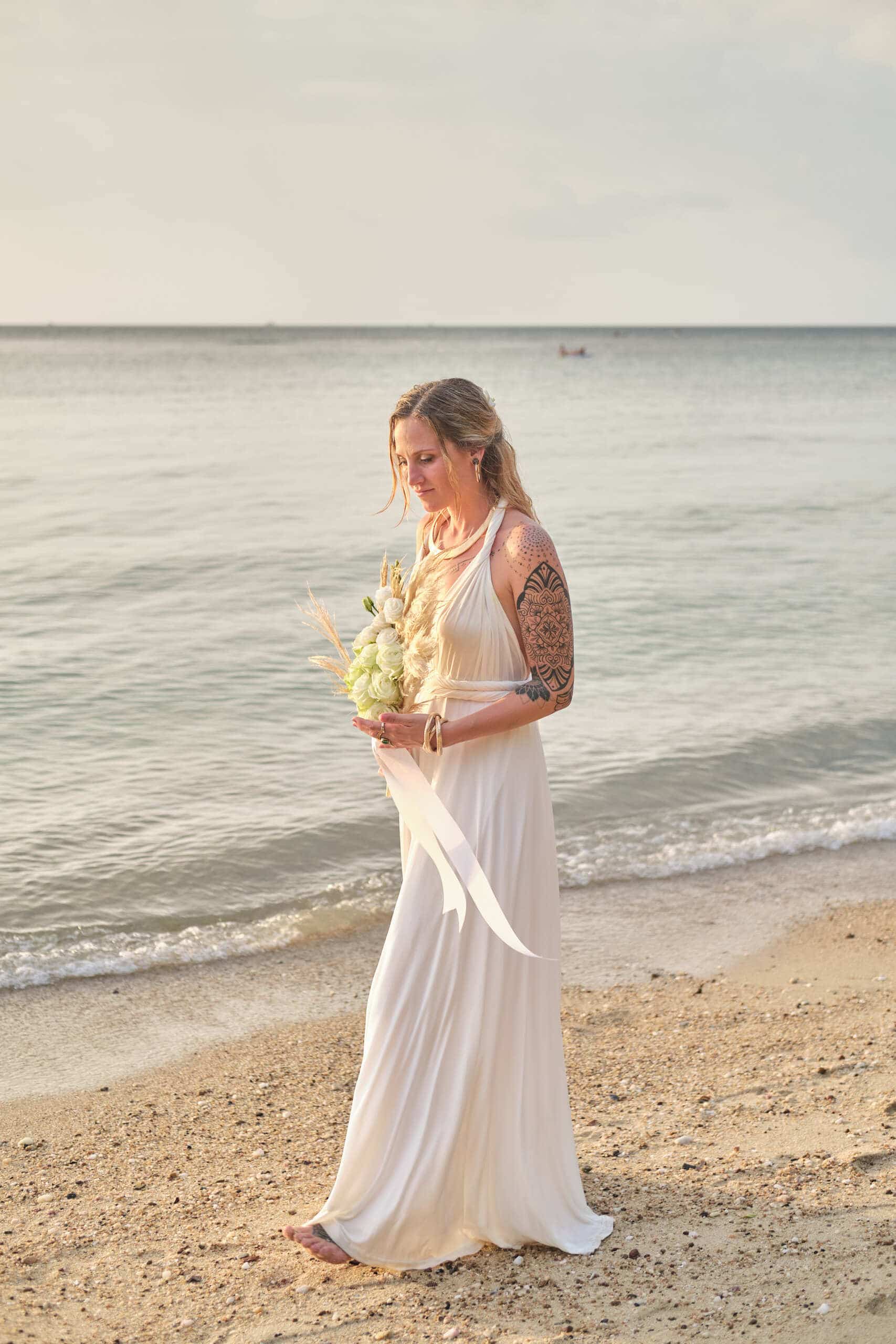 beach wedding bride