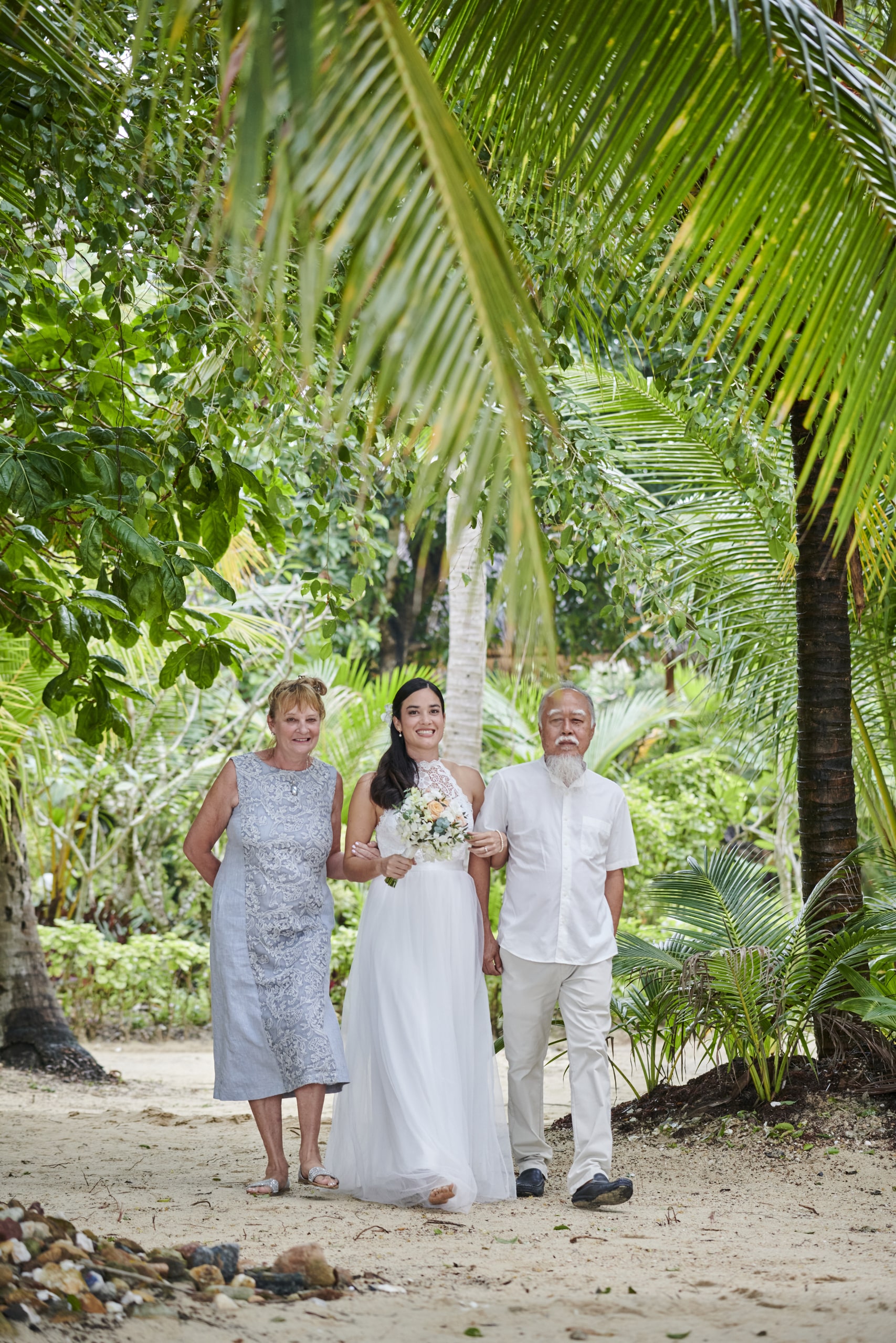 beach wedding bride entry