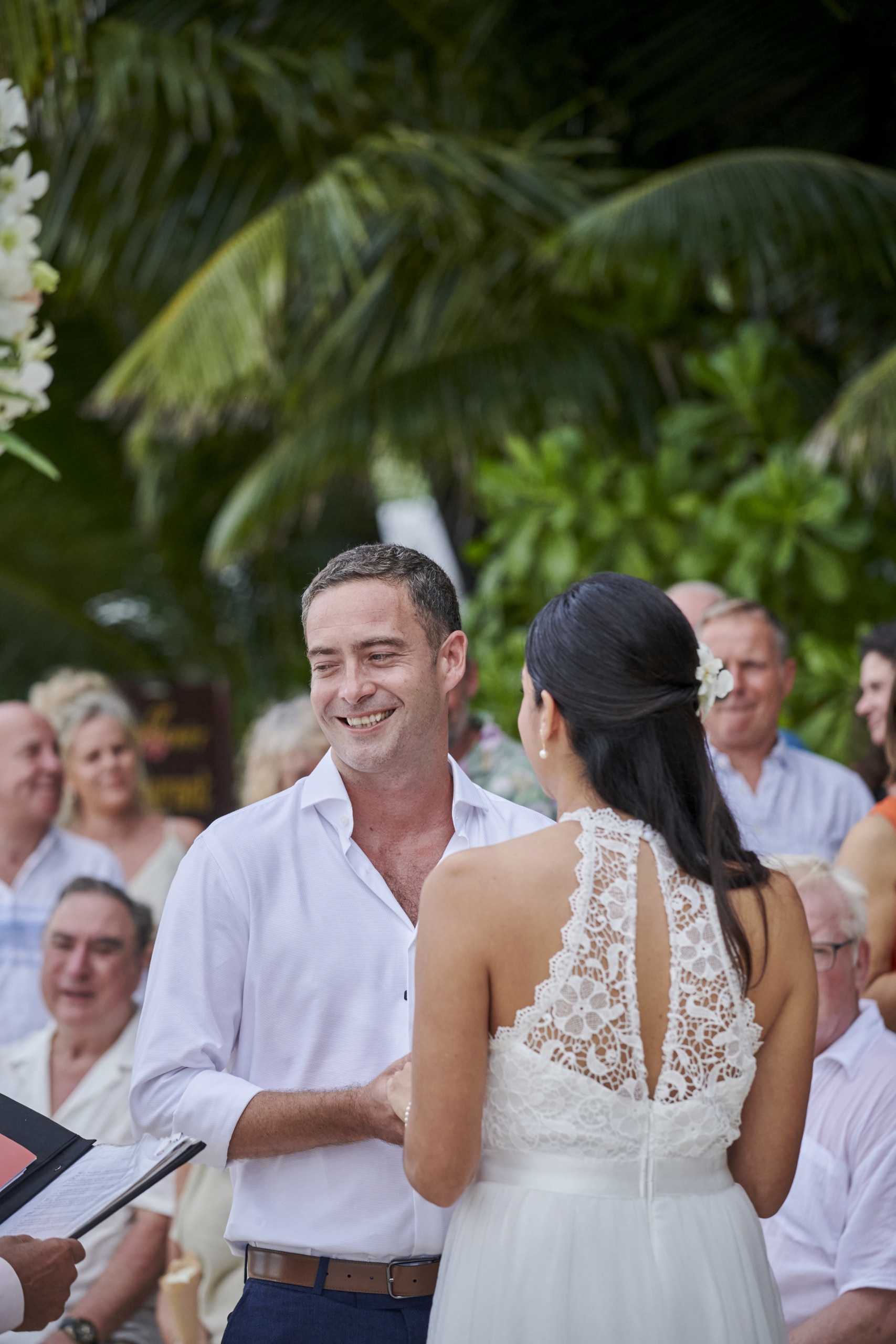 beach wedding bride and groom