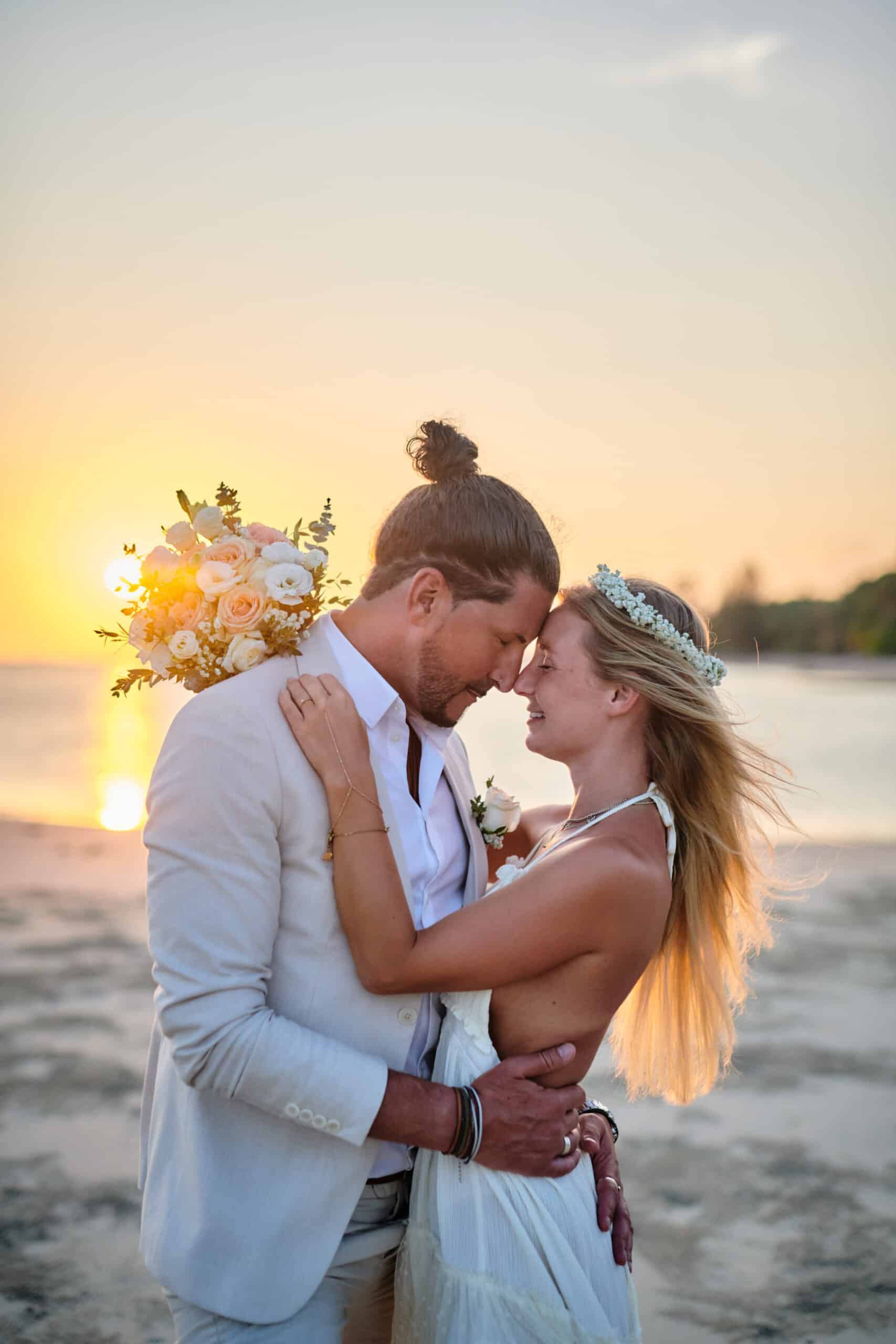 wedding couple sunset