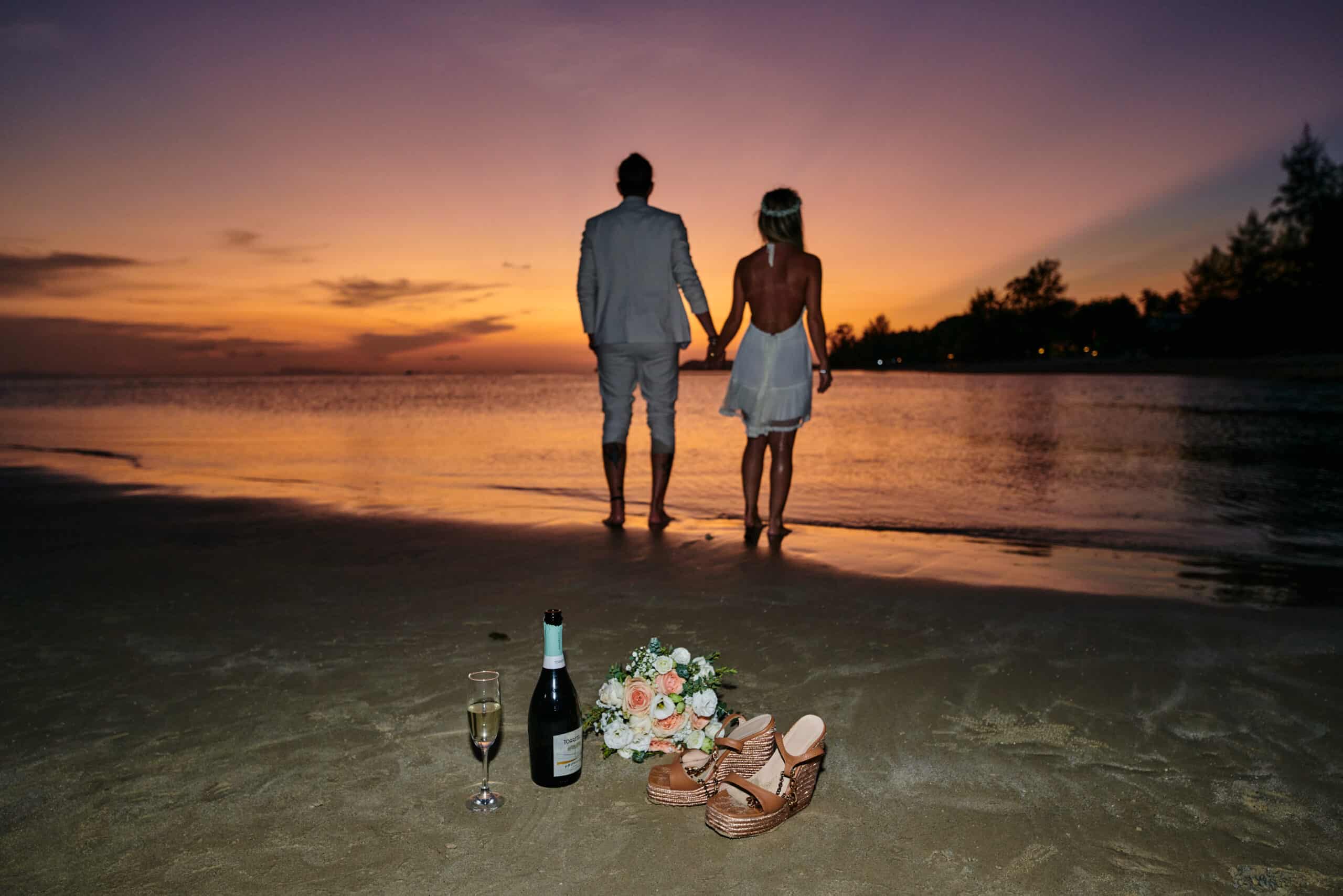 wedding couple sunset