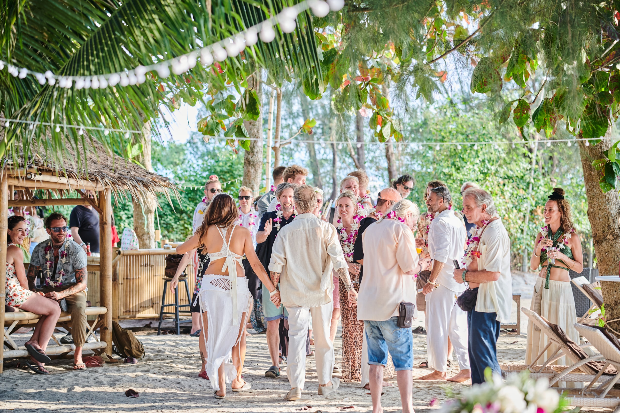 beach wedding guests