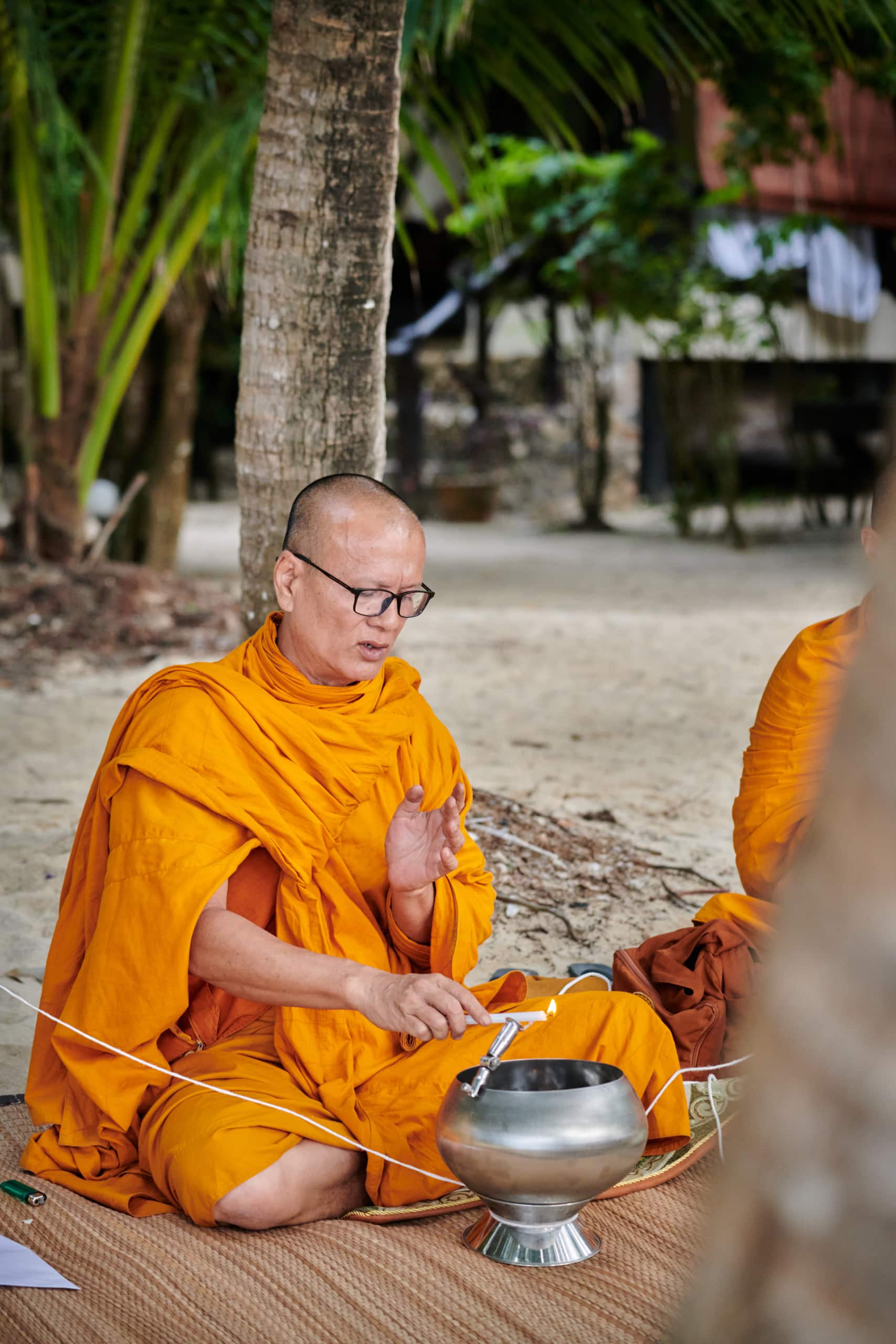 beach wedding monk blessing