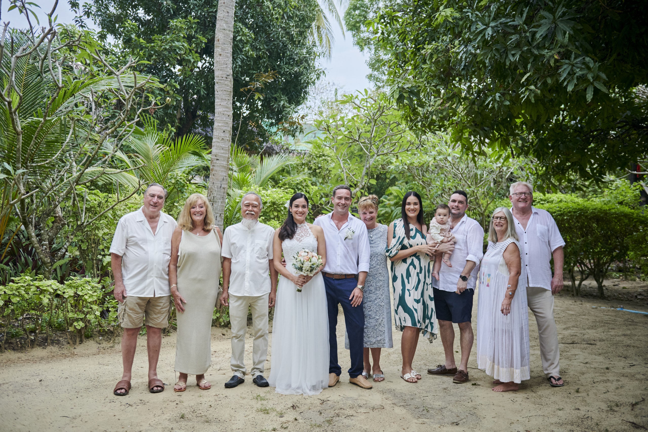 beach wedding family picture