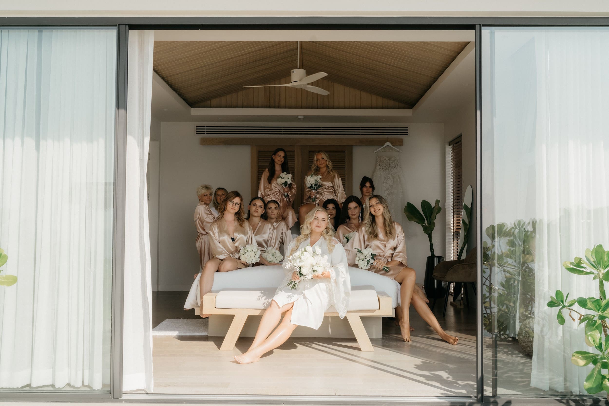 wedding bride getting ready bridesmaids