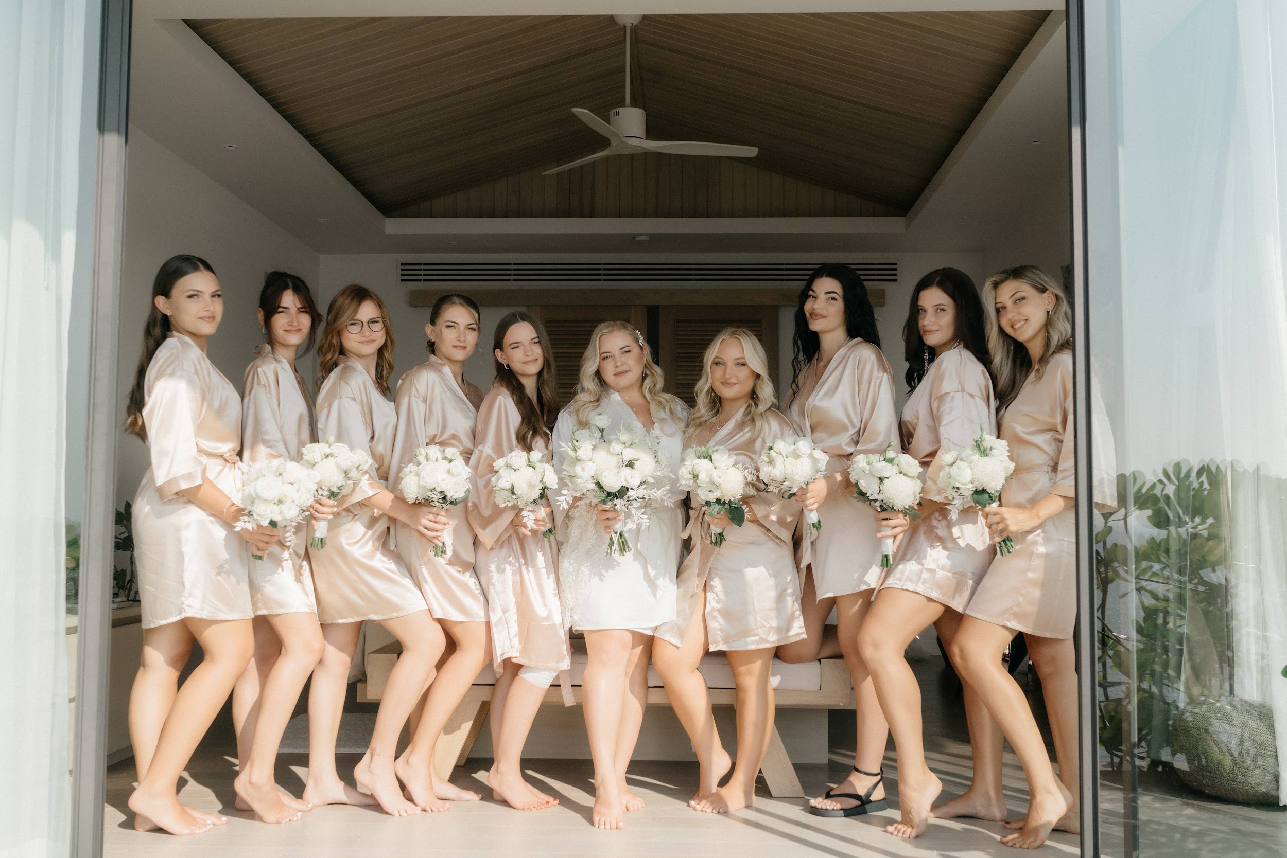 wedding bride getting ready bridesmaids